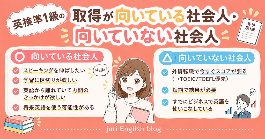 英検準1級の取得が向いている社会人・向いていない社会人