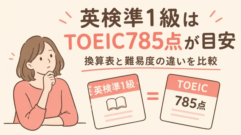 英検準1級はTOEIC785点が目安！換算表と難易度の違いを比較