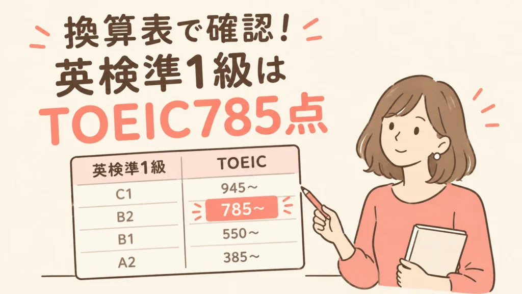 換算表で確認！英検準1級はTOEIC785点