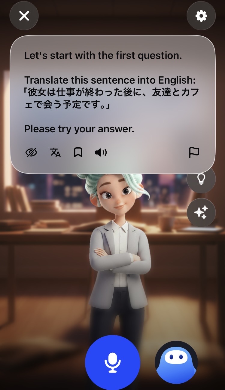 Speakの瞬間英作文シナリオ「たった一カ月でB2へ進む道」の出題画面